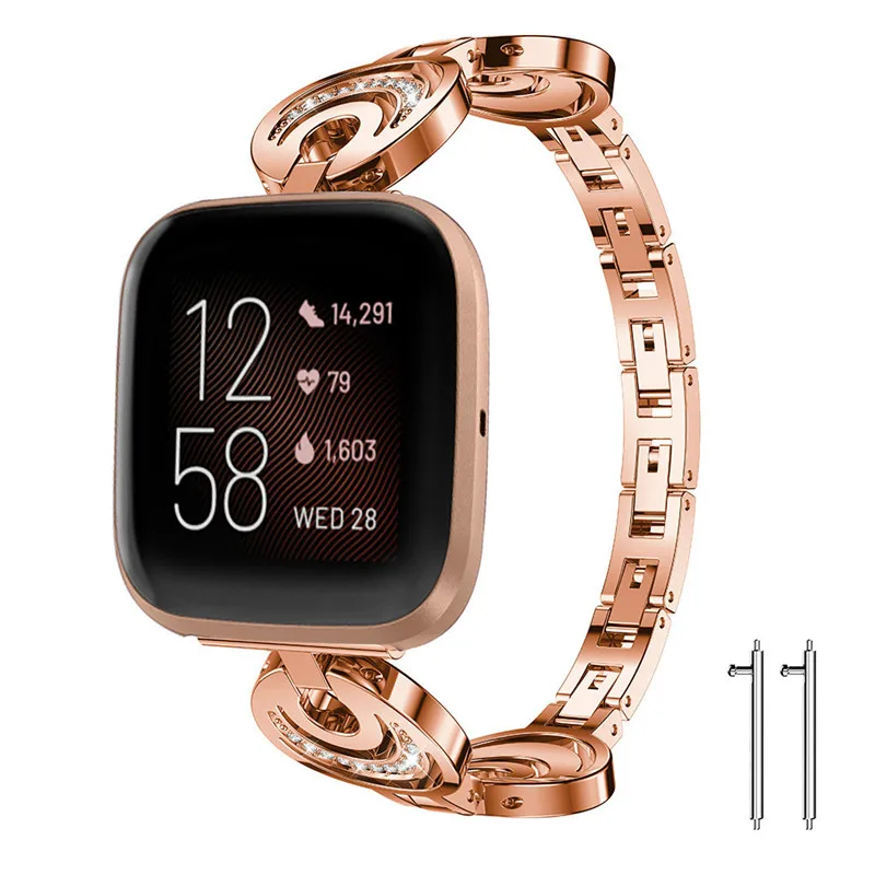 Модный полумесяц с кристаллами металлический ремешок для Fitbit Versa 2 Ремешок