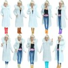 2 шт.лот = 1 комплект белого длинного пальто платье юбка + 1 пара обуви аксессуары Одежда для куклы Барби DIY парка куртка Детская DIY игрушка