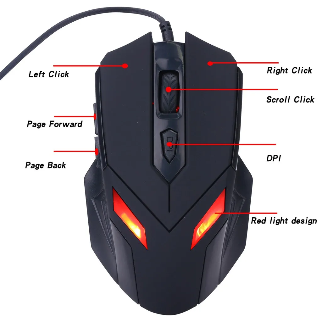 VOBERRY Computer Peripherals G5 Wired Mouse LED Light 2400DPI Optical USB Ergonomic Pro Gamer Gaming Metal Plate | Компьютеры и офис