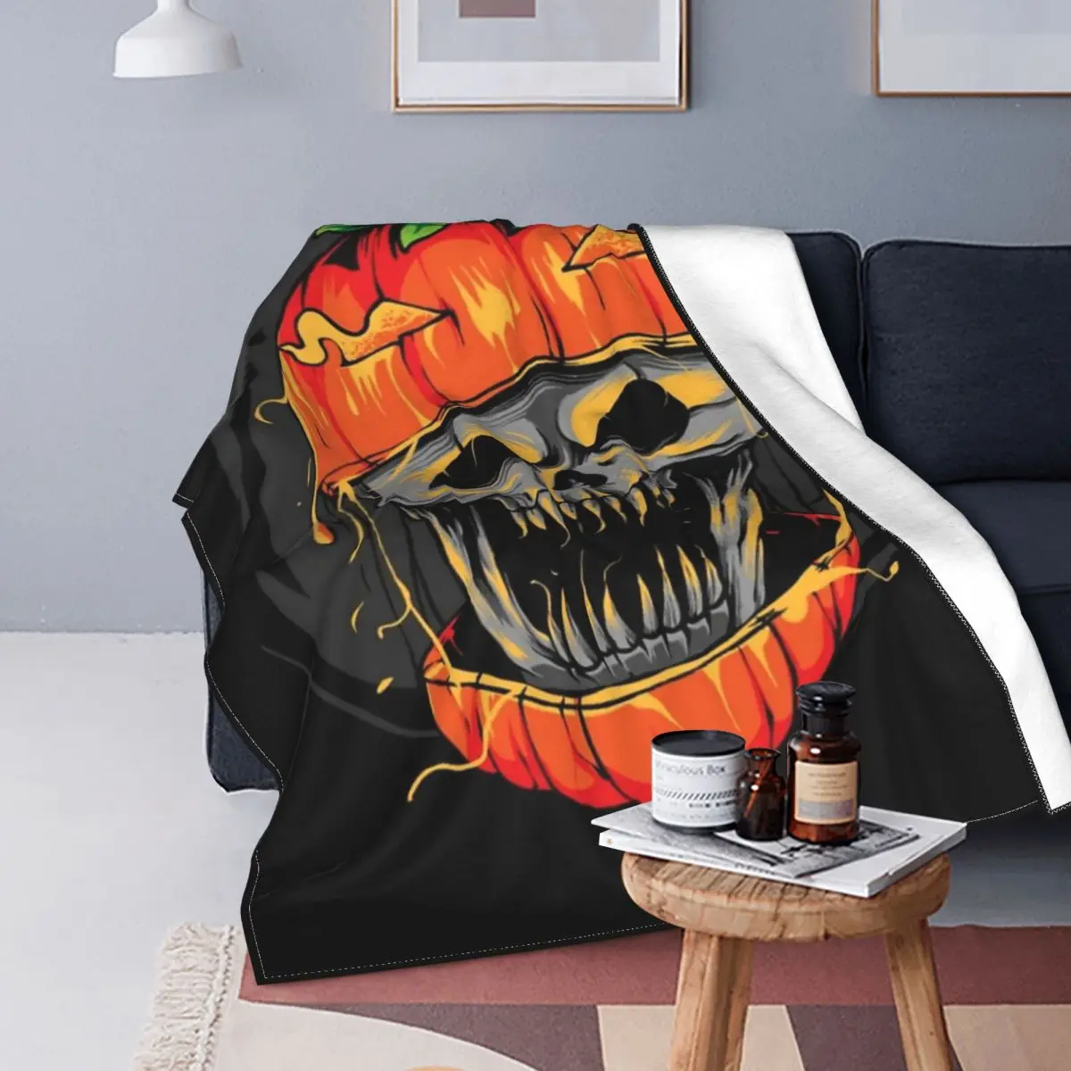 

Manta con diseño de calavera de Halloween, colcha de cama, edredones a cuadros, colcha con capucha de 90, manta ponderada