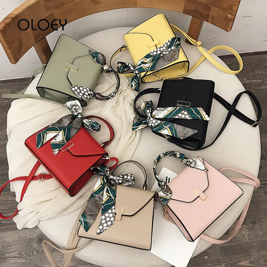 

Fashion Women's Designer Handbags Bow scarf shoulder bag pu leather Small Square Bags Lady Flap Crossbody Bag Sac Bolsa feminina