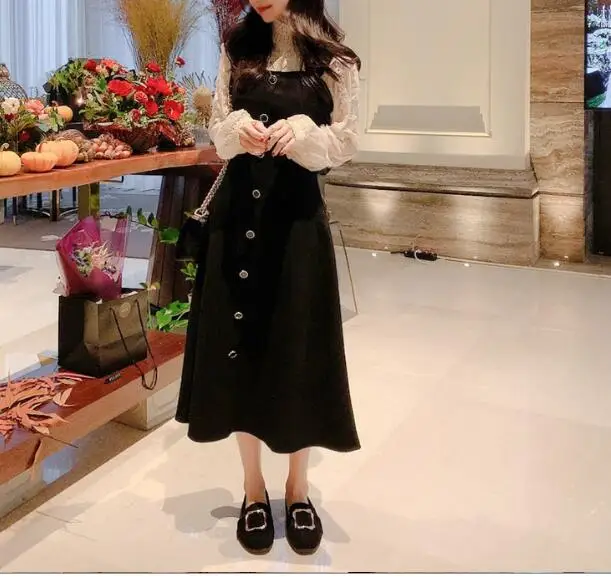 2020 весеннее милое длинное женское платье без рукавов в японском Корейском стиле