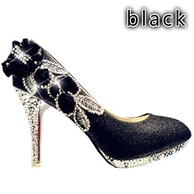 

Wedding Shoes Bridal Pumps Women Girl Platform Crystal Rose Flower Evening Party Shoes Red Bottom High Heels 2019 Fashion Woman
