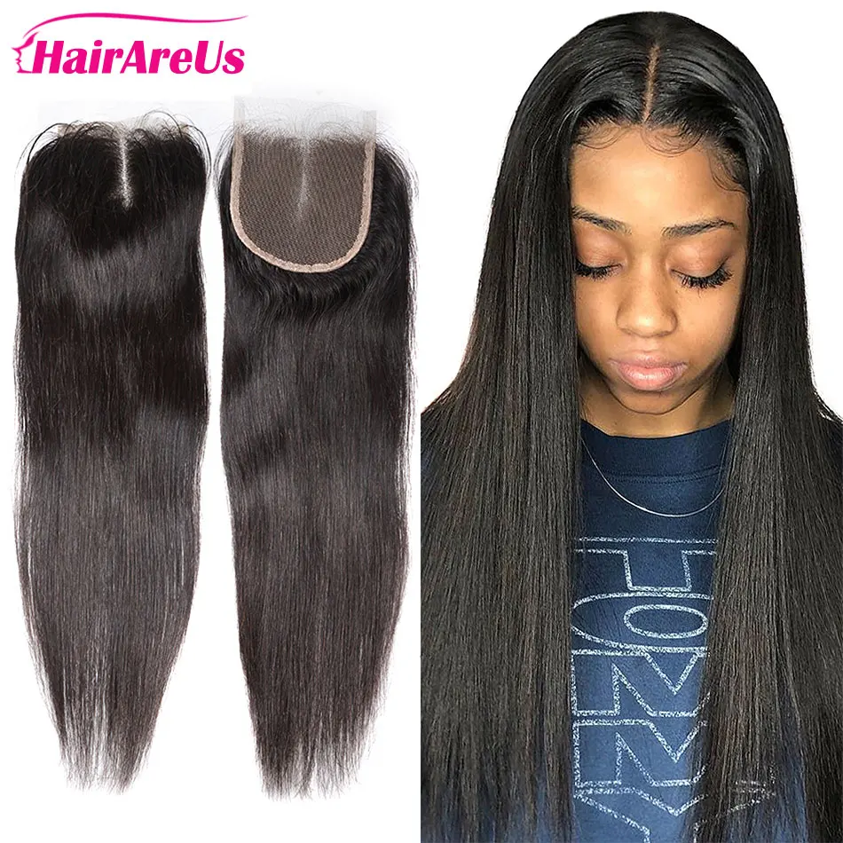 

14-22 Inch Straight Hair 4X4 HD Transparent Lace Closure Human Hair Pre Plucked Black Women Indian Remy Human Hair Closure Only