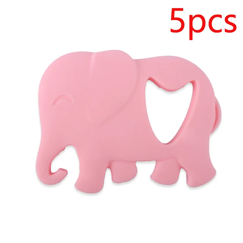 Light pink XCQGH, 5 шт., милый слон, детский прорезыватель, Пищевая силиконовая зубная палочка, детская игрушка для прорезывания зубов - Цвет: Light pink