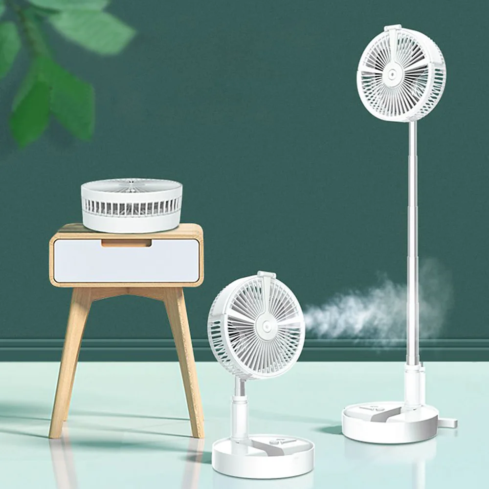 H9 Portable Folding Hydrating Fan USB Electric Fan  Humidifying Water Spray Fan Rechargable Desk Floor Fan with Night Light