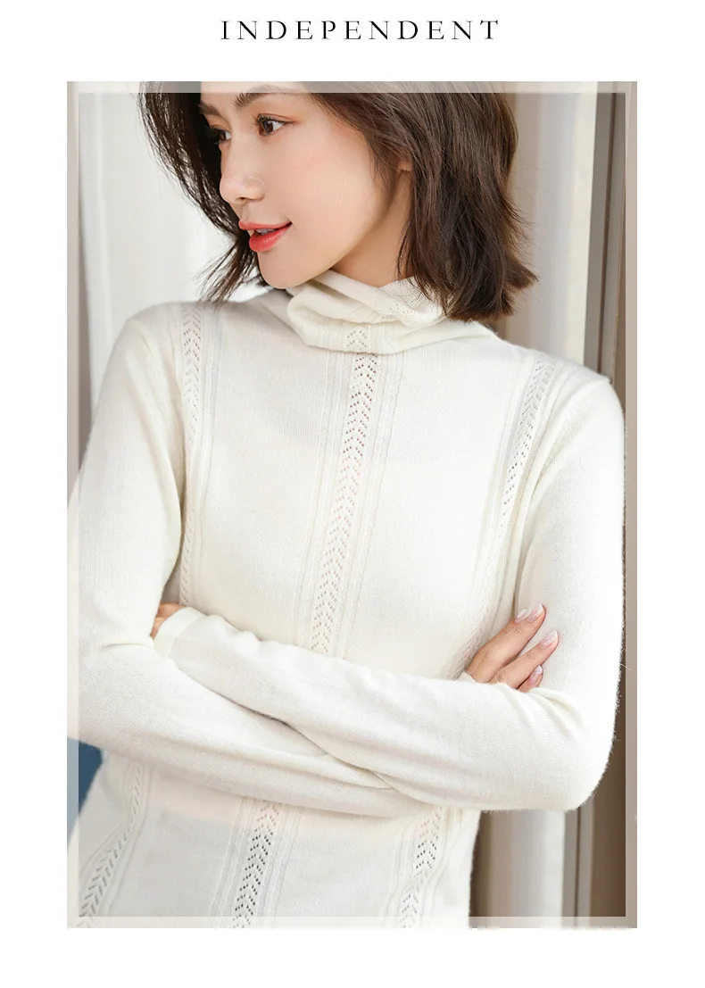 BELIARST Autumn and Winter New Pile of Cashmere Sweater Women's Pullover Sweater Was Thin Hollow Knit Bottoming Sweater