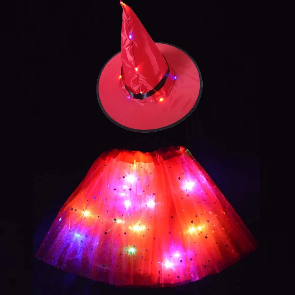 Детская светодиодная шляпа ведьмы-волшебника с юбкой пачка реквизит для костюма