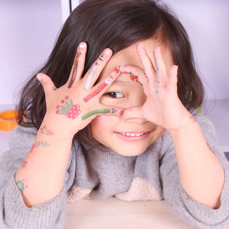 Рождественские Мультяшные татуировки для детей милые поддельные тату детские