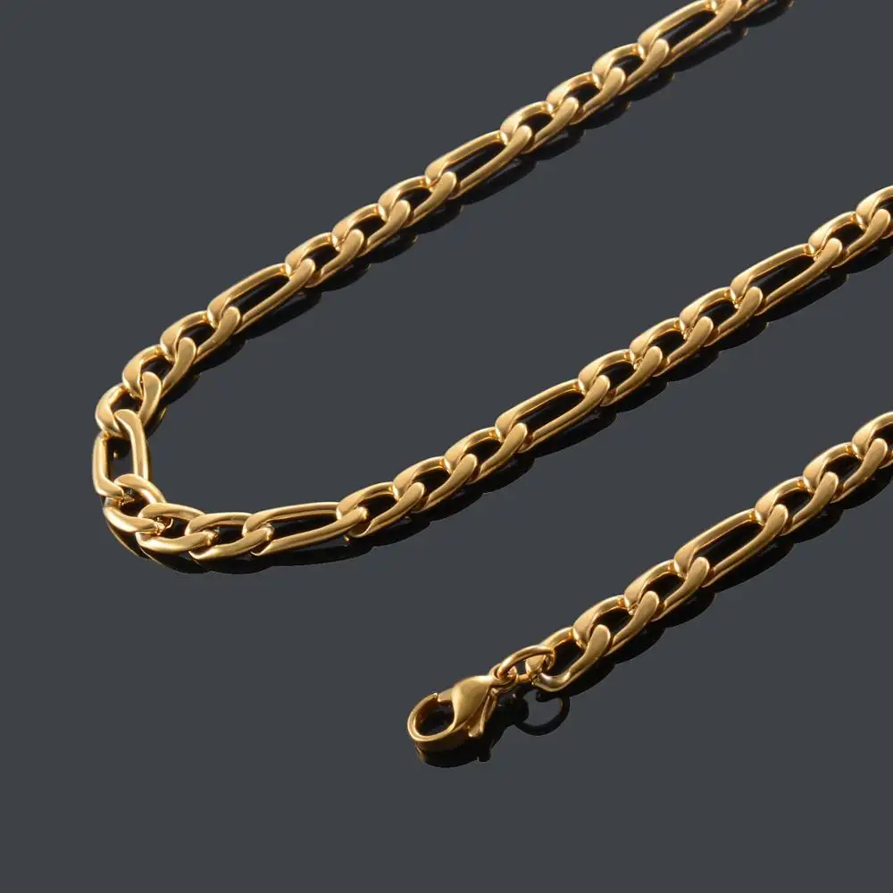 Ожерелье из нержавеющей стали женская подвеска золотая цепочка Фигаро модные