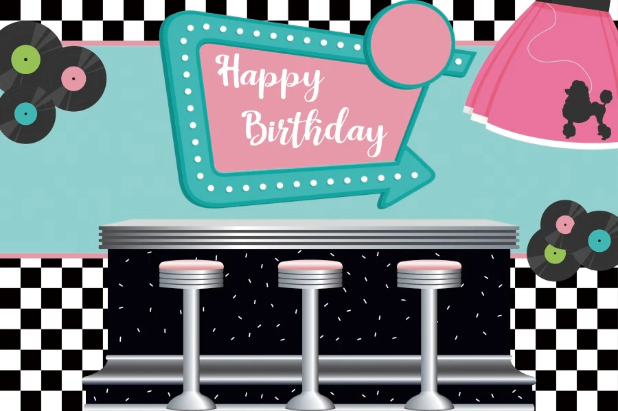 Laeacco Baby Birthday Backdrops For Photography Bar Disco Party Cartoon Celebration Poster Photo Background Studio | Электроника