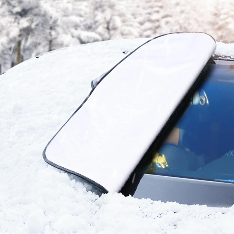 

1 Pc Car Snow Cover Front Windshield Cover Frost Antifreeze Sunshade-3 Layers Thickened With Ear Half Cover