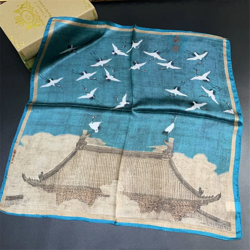 Женский Цветочный платок POBING квадратный из 100% натурального шелка 53x53CM оптовая