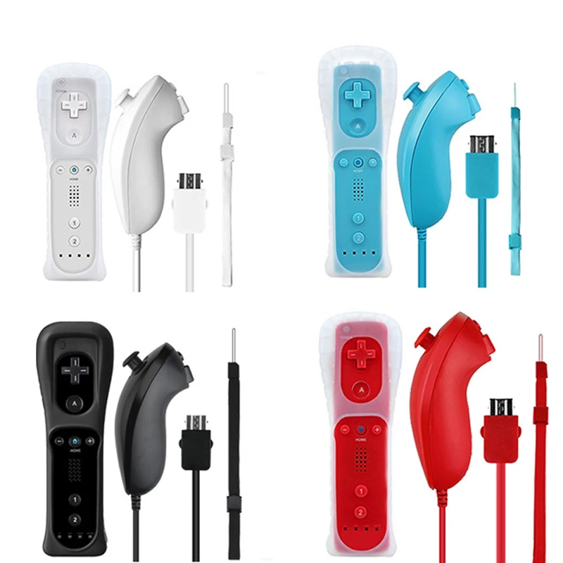 Wireless Gamepad Remote Controller + Nunchuck 2 in 1 For Nintend Wii Controller Joystick Silicone Case