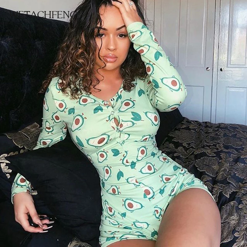 Пикантное милое трико с мультяшным принтом Женское боди глубоким V-образным