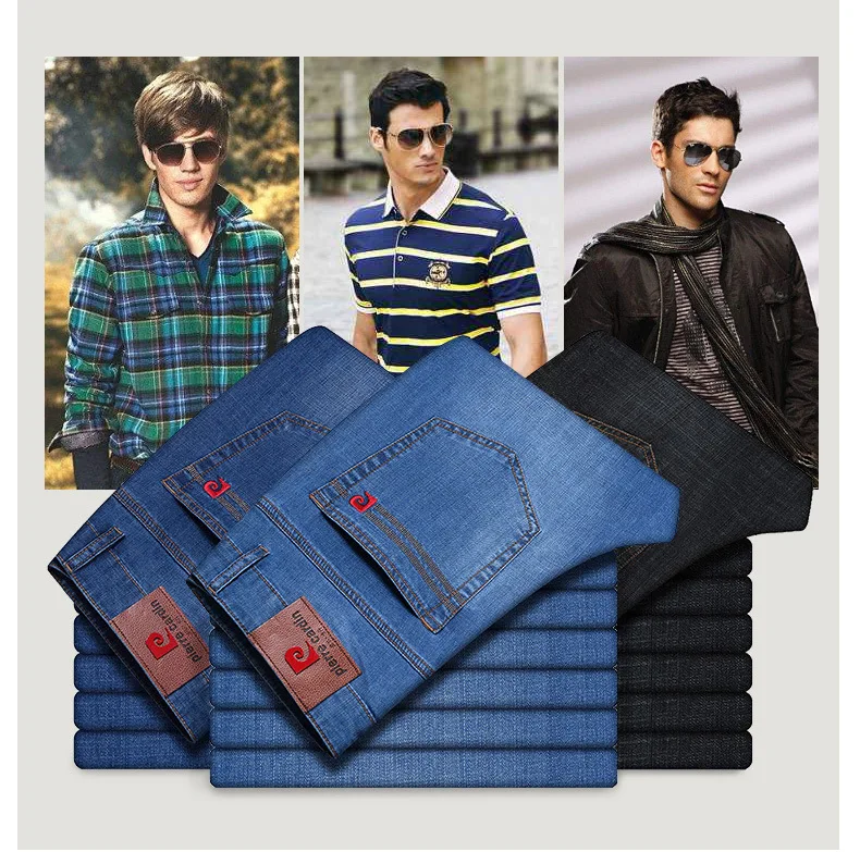 Новые продукты подлинный продукт Pierre Cardin джинсы мужская одежда Прямые зауженные женские мужские брюки эластичные мужские джинсы