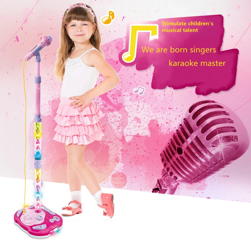 

Children amplification rechargeable music karaoke stand microphone toy adjustable cool music microphone toy gift
