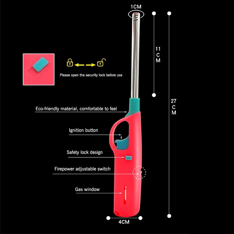 Butane Lighter Candle Multi-purpose for Kitchen Fireplace Pilot Light BBQ Stove Gas Color Randomly | Дом и сад