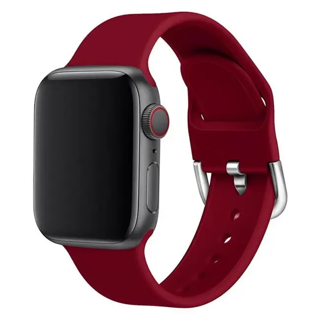 Rose red Силиконовый ремешок для наручных часов apple watch группа 44 мм 40 мм apple watch 5 4 ремешок 42 мм, 38 мм, версия наручных часов iwatch серии 5/4/3/2, correa, браслет - Цвет ремешка: Rose red