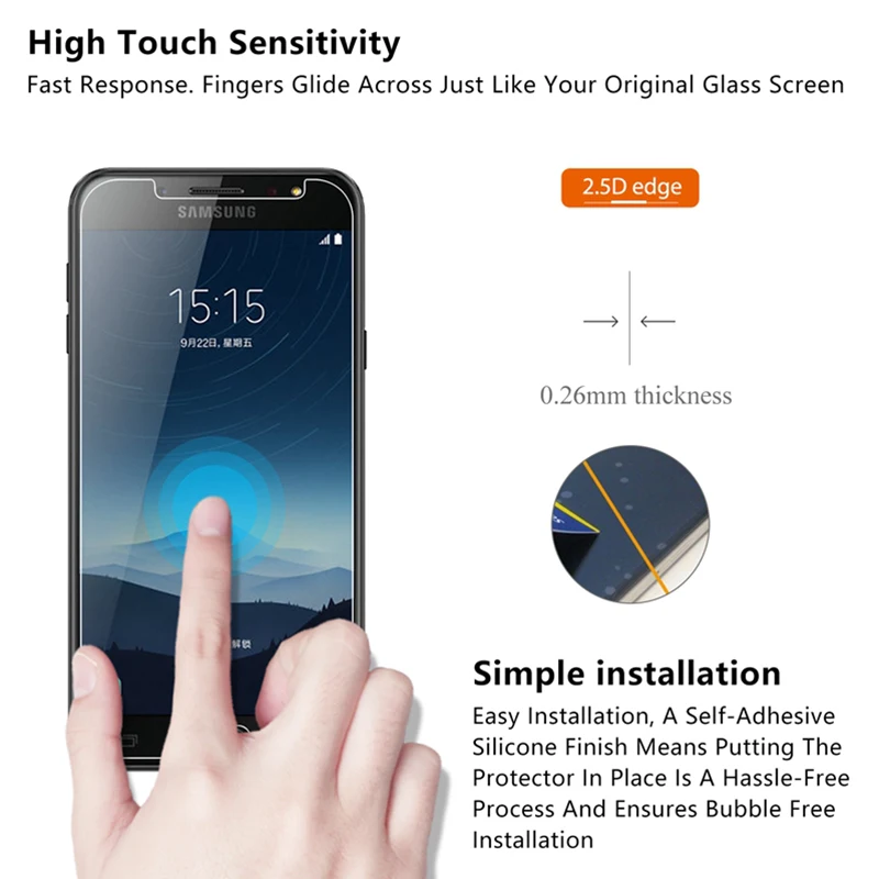 Закаленное защитное стекло 9H для Samsung A3 A7 A5 2017 C5 Pro Защита экрана Galaxy J3 J5 J7 EU on C7 2016 C8