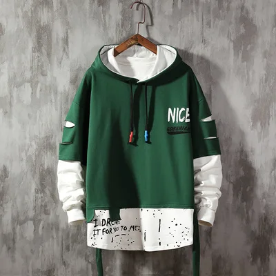 W19161 Green LIFENWENNA, мужские толстовки с капюшоном, осенние мужские модные толстовки, мужские свитшоты, одноцветные толстовки с капюшоном, уличный стиль, хип-хоп топы - Цвет: W19161 Green