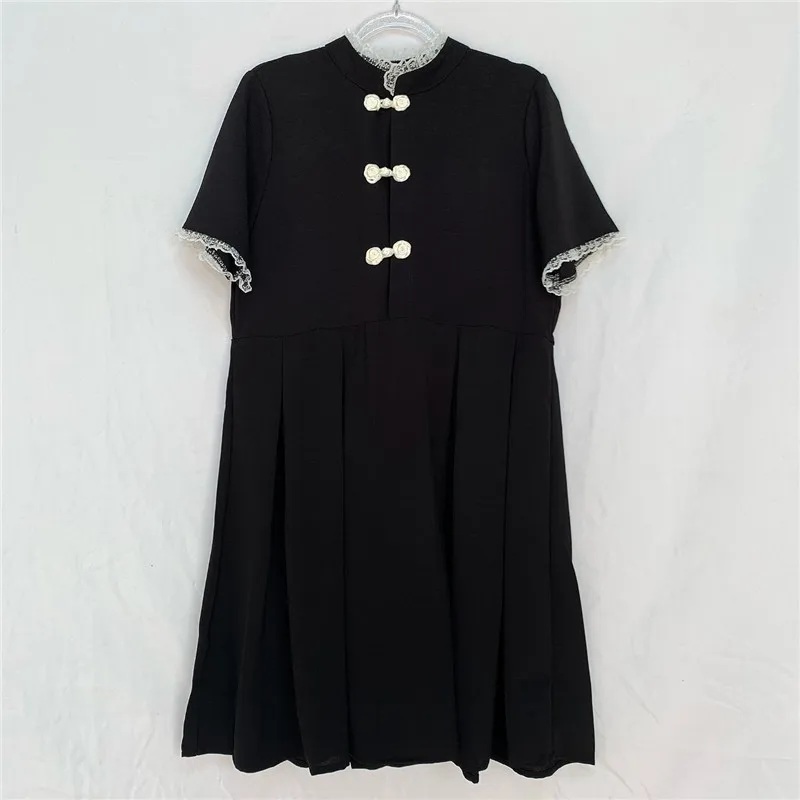 Винтажное шифоновое платье на пуговицах для девочек-подростков летнее Харадзюку