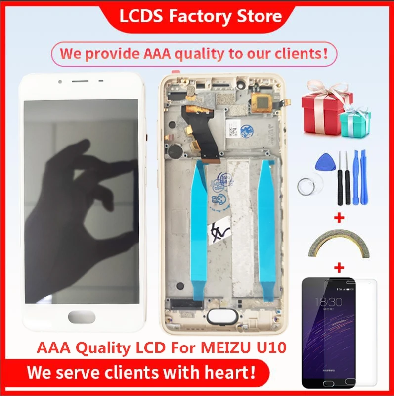 5 &quotAAA Качество LCD для MEIZU U10 Lcd с рамкой дисплей экран + дигитайзер сенсорный