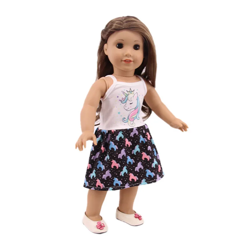 Милое платье ручной работы с единорогом и пони боди для американской куклы 18