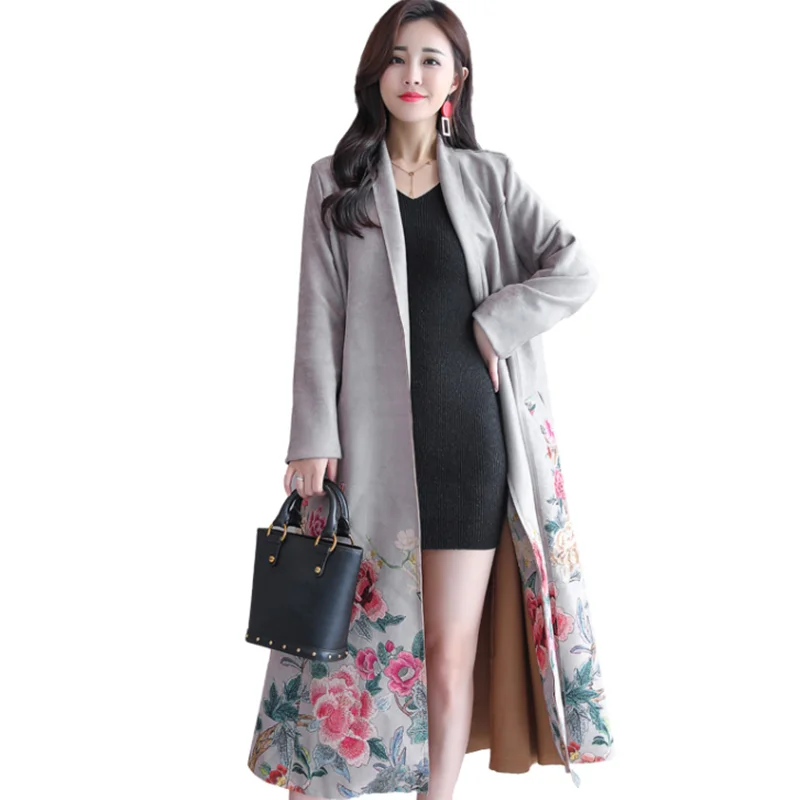 Женская обувь Сезон весна осень С принтом модные пальто с поясом размера плюс 3XL| |