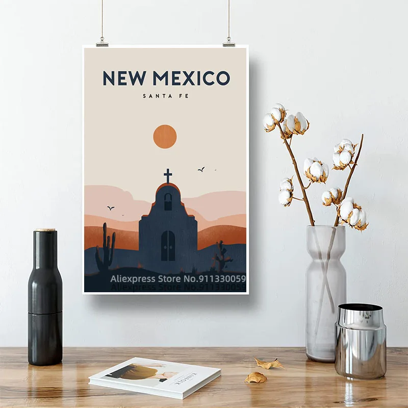 Постер для путешествий Новый мексиканский постер настенное искусство Картина на
