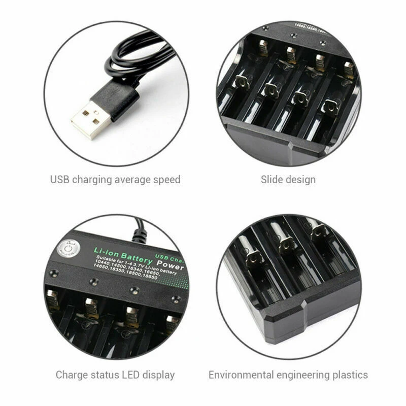 1pc LCD Battery Charger 4 Slot For 18650 10440 14500 16340 16650 14650 Lithium Nimh Battery Dual-color Charging Indicator images - 6