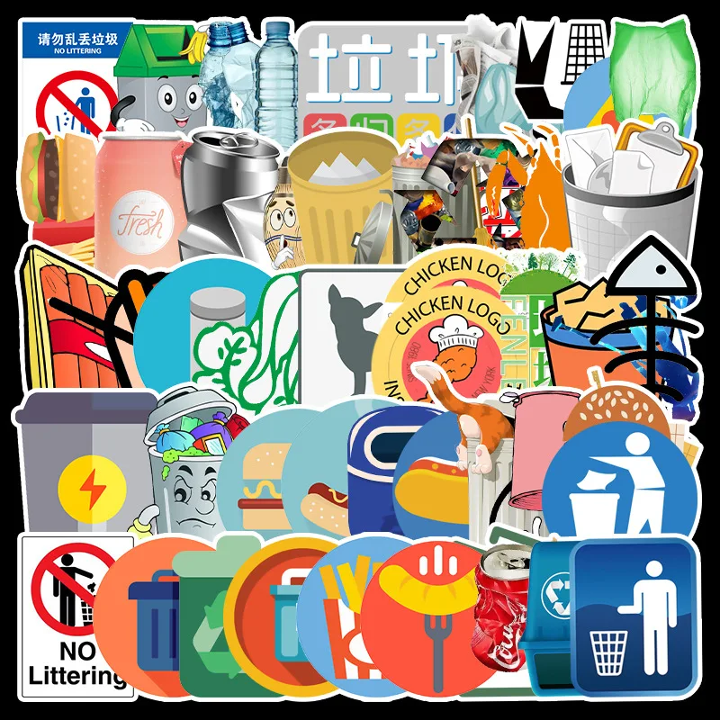 

10/50pcs Waterproof Cartoon Garbage classification Stickers Skateboard Suitcase Guitar Luggage Laptop Stickers Kid Classic Toy