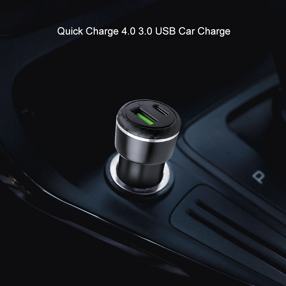 Зарядное устройство QC3.0 Тип C + USB два порта Aux автомобильное зарядное в