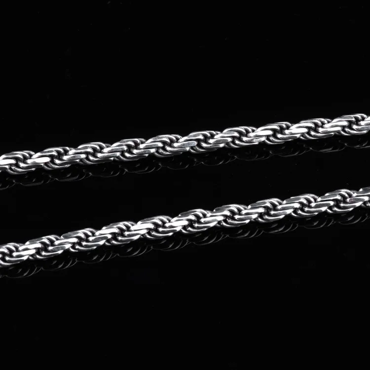 Мужская цепочка из серебра 925 пробы однотонное длинное ожерелье тайского