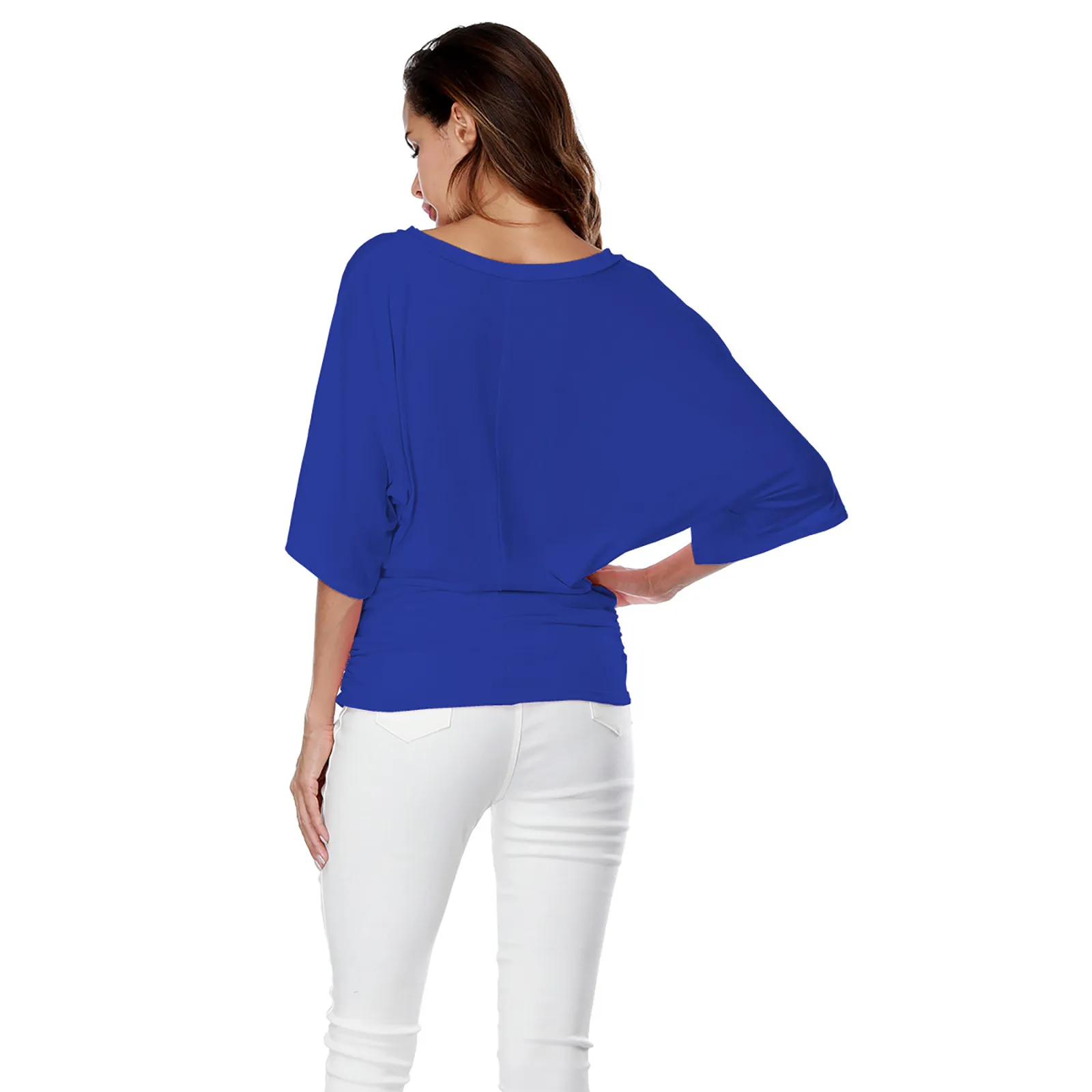 

2021 Fashion Women Summer Autumn Blouses Plus Size Solid V-neck Short Sleeve Ruched Pullovers Tops Blouses Y2k Clothes Office