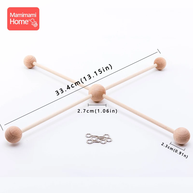 10-Piece Wooden Baby Mobile Hanger Set - Natural Wood Crib Mobile Holder Frame DIY Baby Mobile Bell image 5