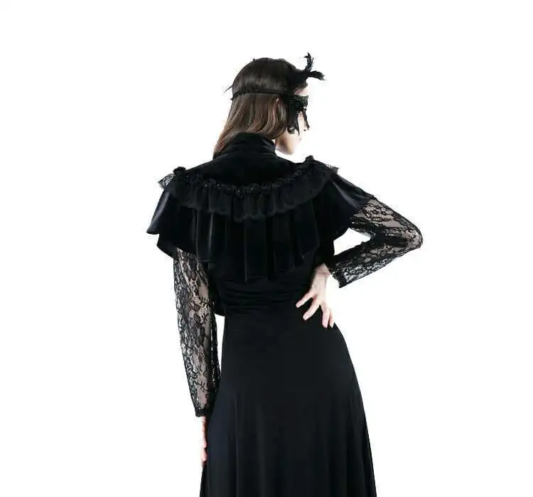 Darkinlove женская готическая накидка с кружевом и цветами винтажная рукавами