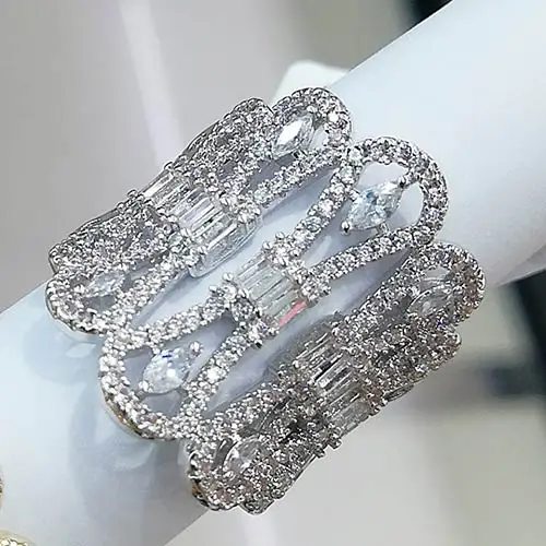 Silver GODKI, модные кольца для женщин с геометрическим крестом, кубическим цирконием, кольца для пальцев, бусины, очаровательное кольцо, богемное пляжное ювелирное изделие - Цвет основного камня: Silver