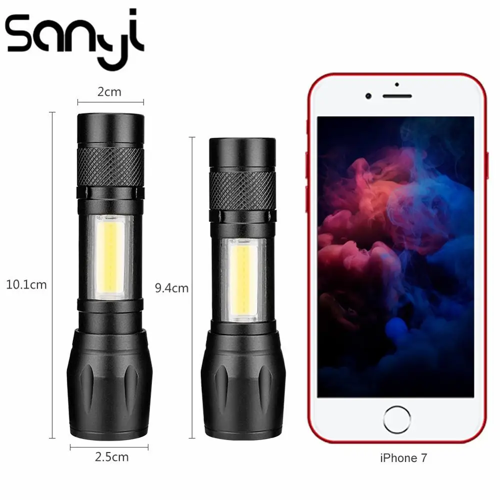 

SANYI 3 Mode Flashlight Power by AA Battery Portable Lantern XPE COB Torch 3800 LM Linternas Camping Hunting Lighting