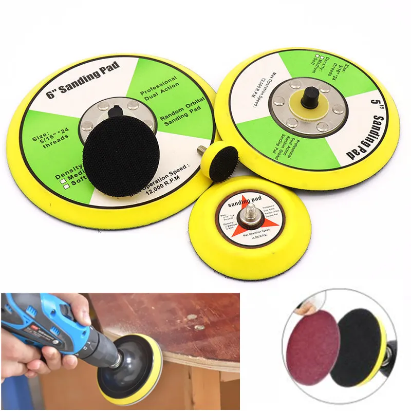 

M6/M8 Thread sanding pad Sandpaper Holder 1"- 6" Hook and Loop sanding discs Sucker for Orbital Dual Action Pneumatic Polisher