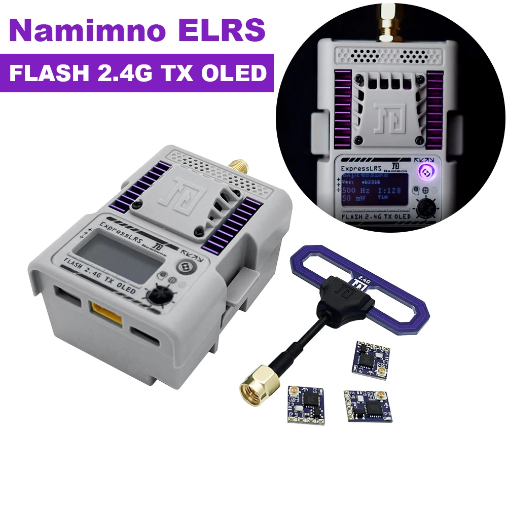 Namimno ExpressLRS ELRS 2,4 GHz Flash baja latencia alta frecuencia de actualizaci&oacute;n m&oacute;dulo TX con OLED Nano Mini RC receptor para RC FPV Drone-0