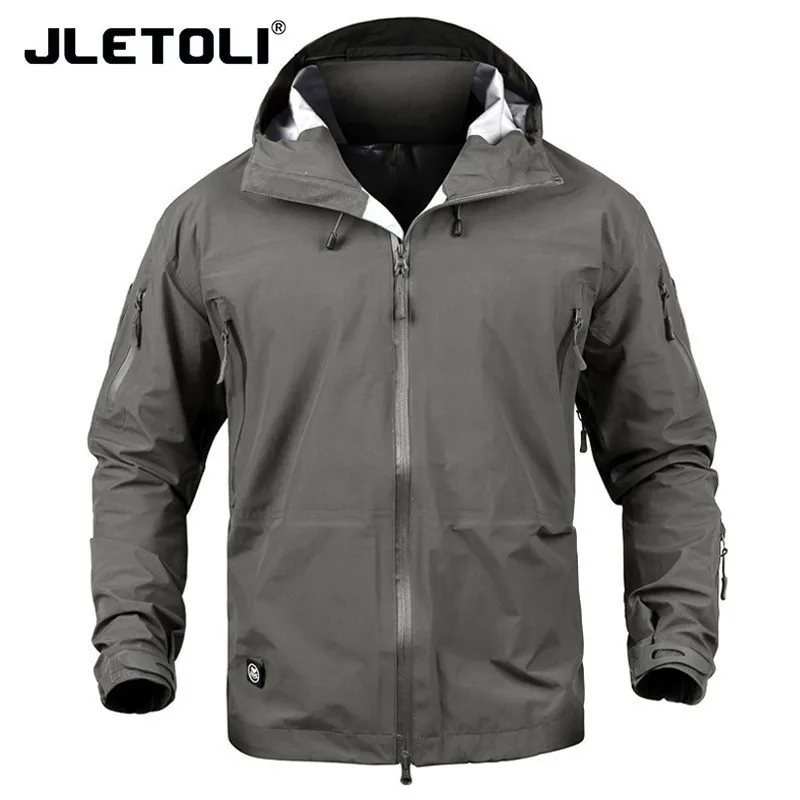 GREY JLETOLI, водонепроницаемая куртка, ветровка, зимняя, для улицы, походная куртка, для мужчин и женщин, пальто, ветрозащитная, жесткая оболочка, куртка, тактическая одежда - Цвет: GREY
