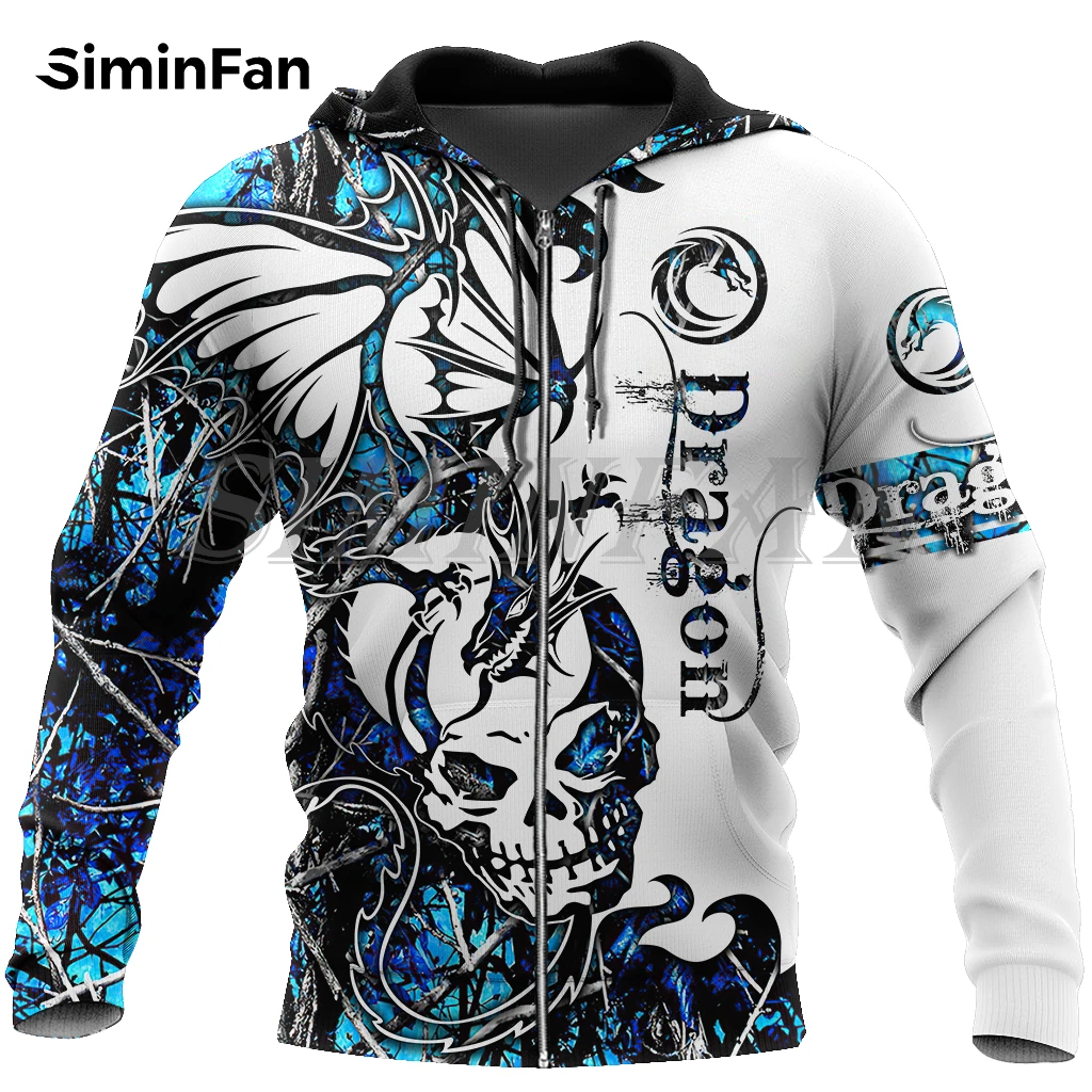 Мужские толстовки с рисунком синего черепа и дракона пуловер в стиле Харадзюку