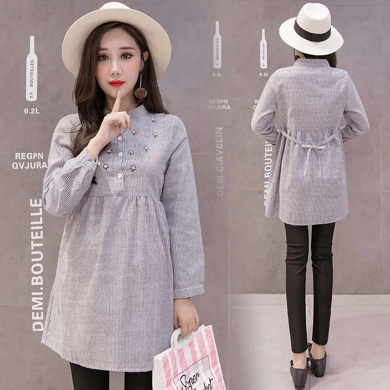 Осенние женские платья с длинным рукавом для беременных топы Повседневное