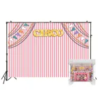 Circos на день рождения фон цирк палатка карнавальный костюм фотографии фонов розовый шторы в полоску вечерние Декор Фон для фотосъемки с изображением W-3554