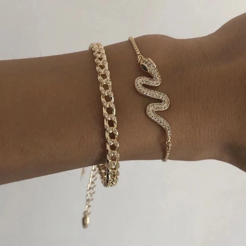 

2021 New Bohemian Fashion Snake Bracelet Set For Women Natural Stone Tassel Pendant Bangles Boho Bracelet Femme Jewelry