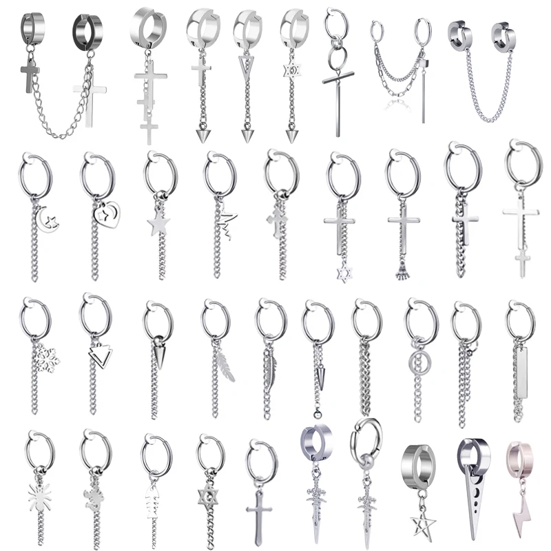 

Мульти-типы, унисекс, серьги из нержавеющей стали, без пирсинга, серьги для женщин и мужчин, клипсы в стиле панк, серьги, раньше