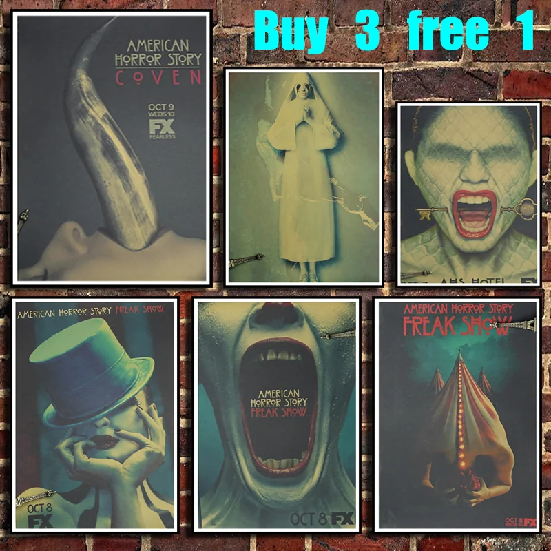 

American Horror Story Retro Brown Paper Poster Bar Office Cafe Home Art Wall Sticker Decoration