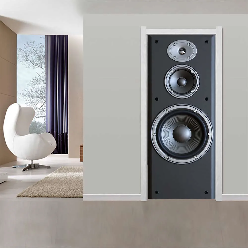 

Large Speaker Door Sticker Wallpaper Modern Design Technology Waterproof Vinyl Puerta Deursticker Doors Stickers Home Decor 3D