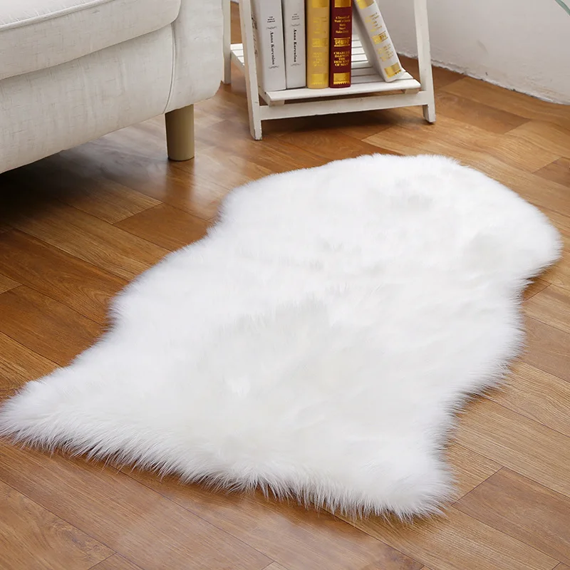 

Soft Artificial Sheepskin Rug Chair Cover Bedroom Mat Artificial Wool Warm Hairy Anti-Slip Carpet Pad Seat Wool Fur Rugs